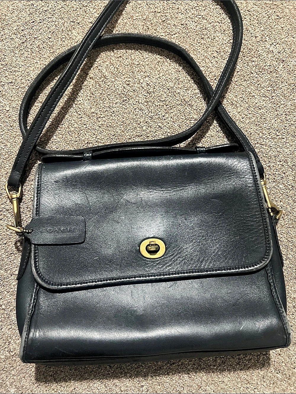 Coach navy blueShoulder Bag Gold-Tone Hardware
